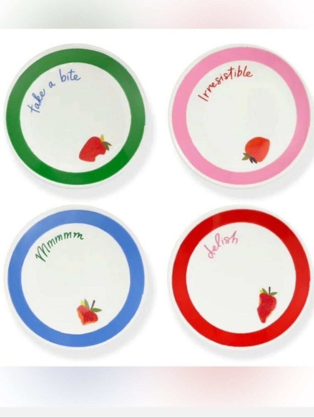 Kate Spade "Take a Bite" Tidbit Plate Set (4) NWOT